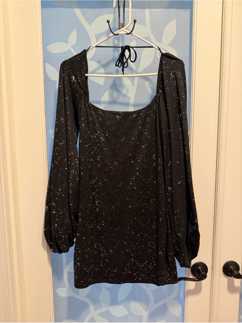 Lucy in the Sky Black Speckle Long-Sleeve Square Neck Dress